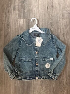 7 For All Mankind Denim Jacket Size 4T Blue Jean Jacket with Peter Pan Collar